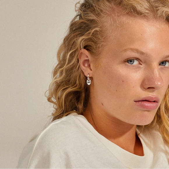 PILGRIM SOPHIA RECYCLED HEART HOOP EARRINGS - 11MM - SILVER PLATED - BRAND NEW - Picture 2 of 6